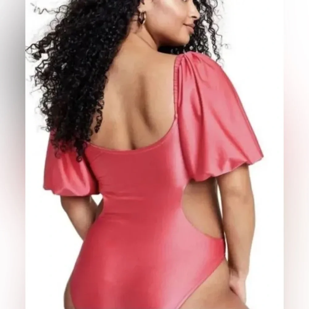 Fe Noel Pink Metallic Cutout One Piece Swimsuit (NWT) - Picture 3 of 3